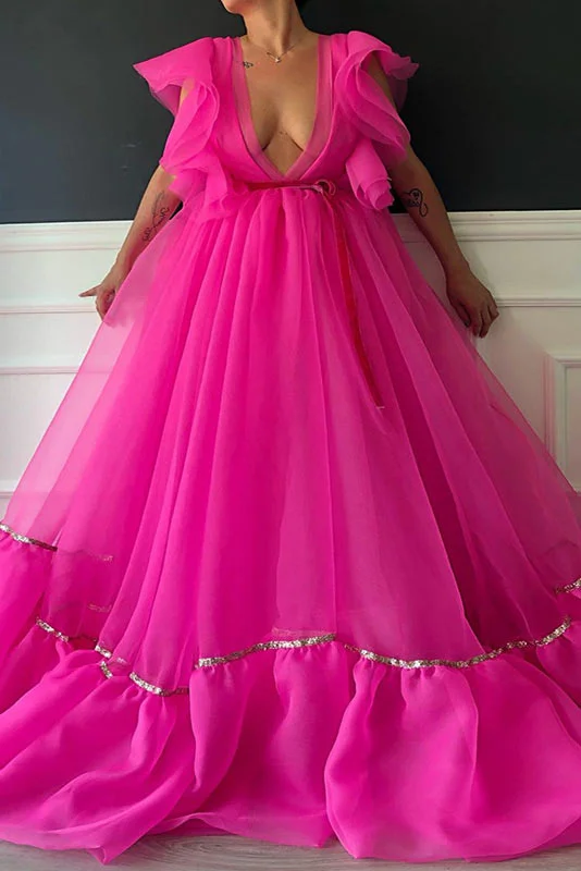 Sexy Fuchsia Prom Dress Ball Gown Stretchy unclassified dresses