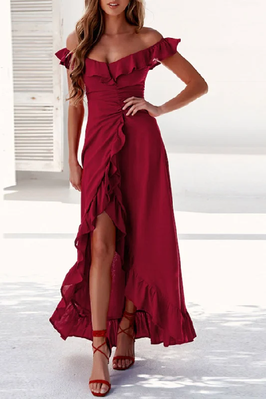 Sexy Off Shoulder Ruched Prom Dress Vacation unclassified dresses