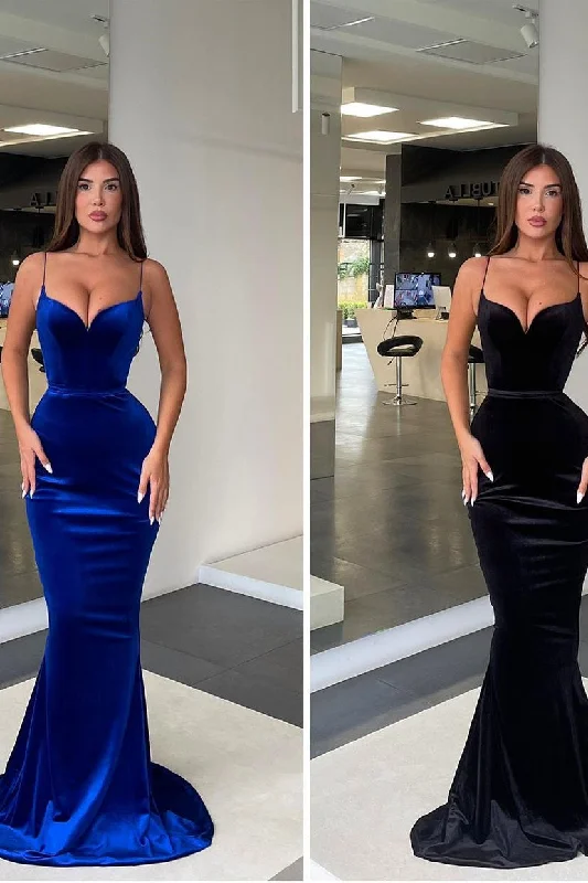 Spaghetti strap Mermaid Sweetheart Floor-length Sleeveless Open Back Side Train High Split Prom Dress Wrap unclassified dresses