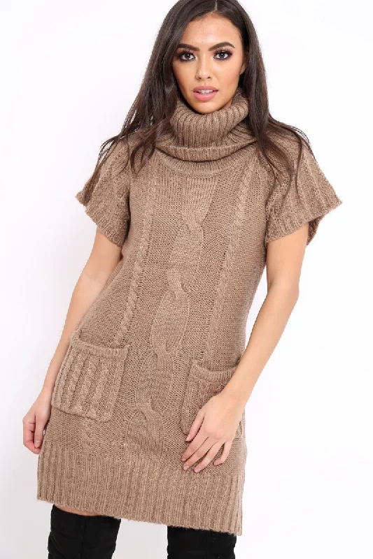 Stone Roll Neck Jumper Dress - Catrina Travel unclassified dresses