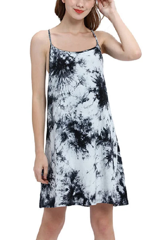 Tie Dye Criss Cross Back Slip Dress Flowy unclassified dresses