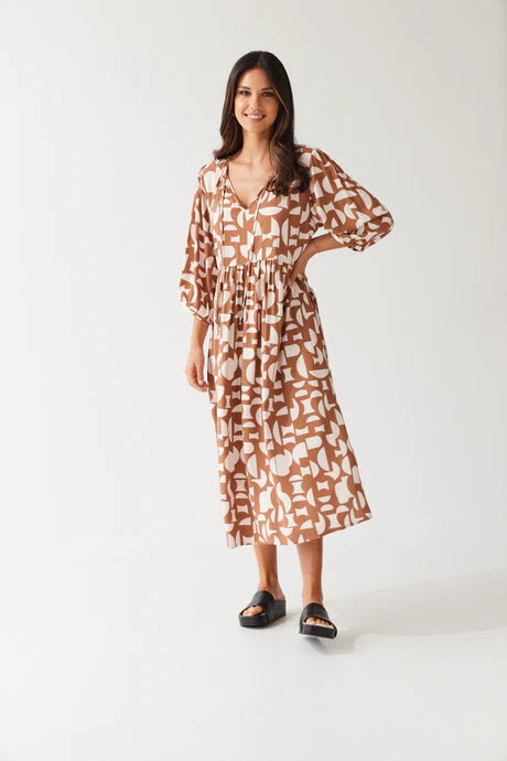 Tuesday Label Odette Dress - Desert Geo Printed unclassified dresses