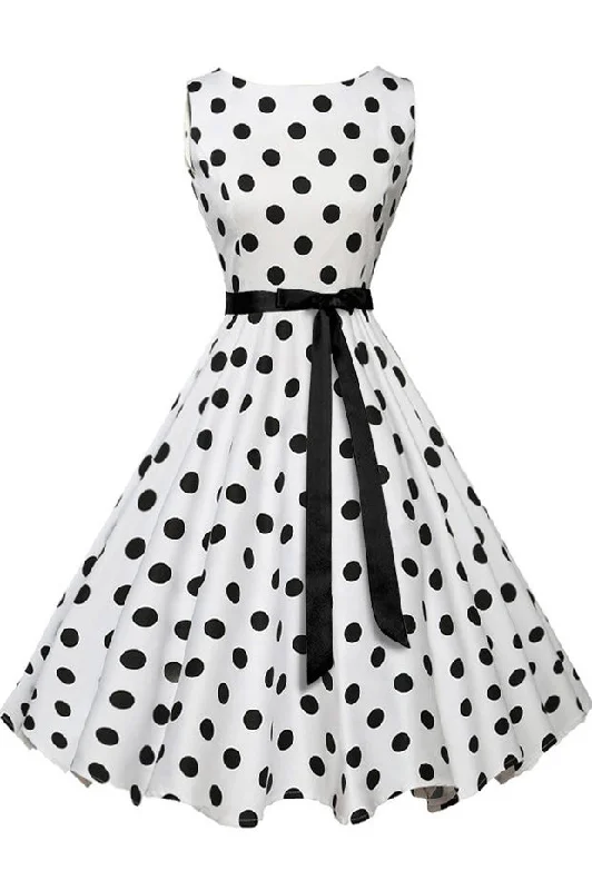 Vintage Polka Dot Belted Dress Office unclassified dresses