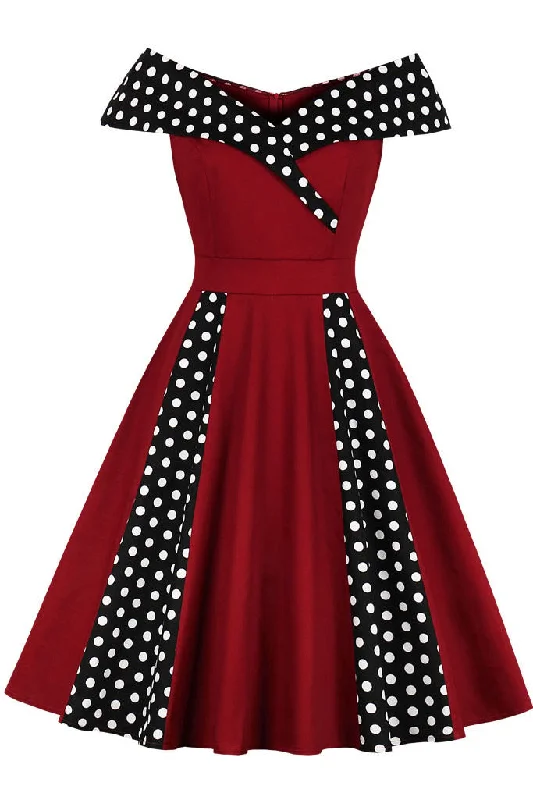 Vintage Polka Knot Patch A-line Dress Bold pattern unclassified dresses