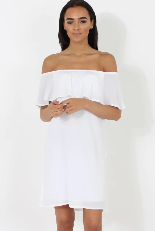 White Bardot Frill Dress - Ophelia Unique unclassified dresses