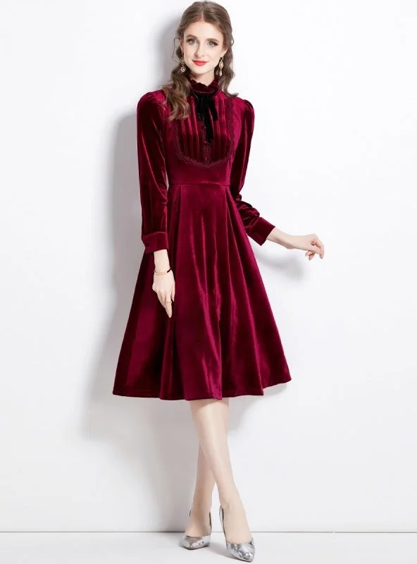 Long Sleeve Velvet Slim Dress Cozy Maxi Skirt