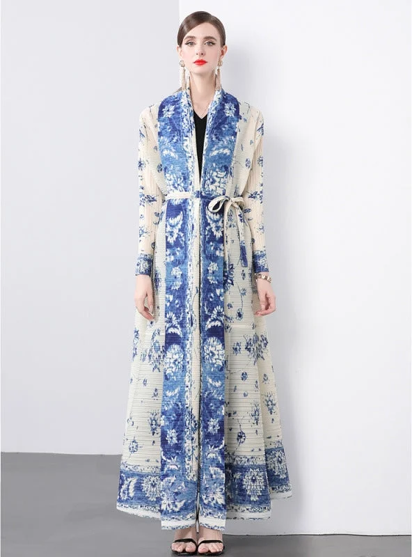 Women Loose Large Size Print Long Coat Chic Maxi Dress