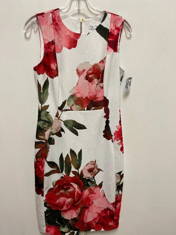 Dress Casual Midi By Calvin Klein In Floral Print, Size: S Trendy Midi Skirt