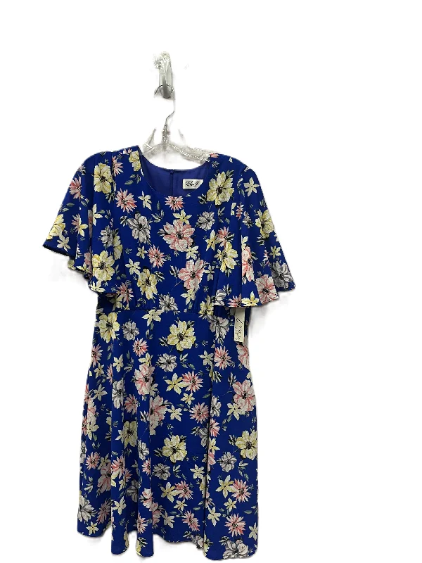 Dress Casual Midi By Eliza J In Blue, Size: L Floral Midi Skirt