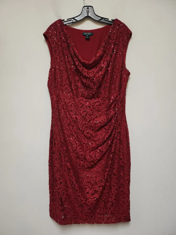 Dress Party Midi By Lauren By Ralph Lauren In Red, Size: Xl Cozy Midi Dress