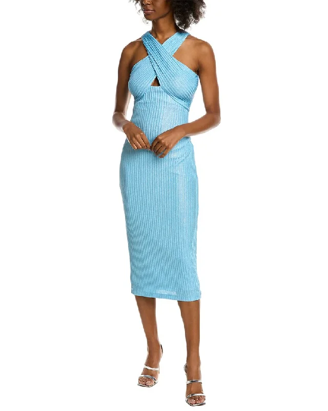 ML Monique Lhuillier Knit Midi Dress Slim Fit Midi