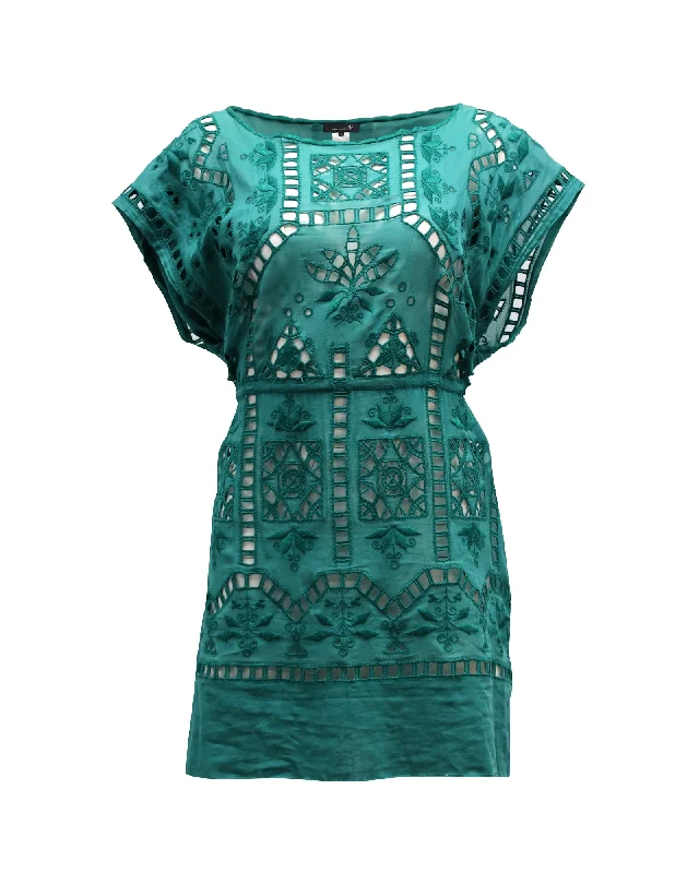 Isabel Marant Lace Cover Up Dress in Green Cotton Lace Dress Look