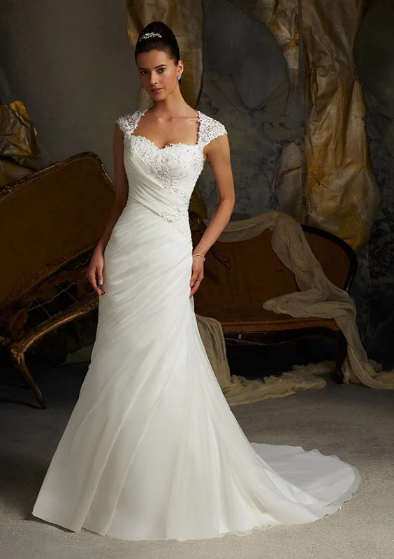 Mori Lee Venice Lace Appliques on Delicate Chiffon Lace Maxi Dress