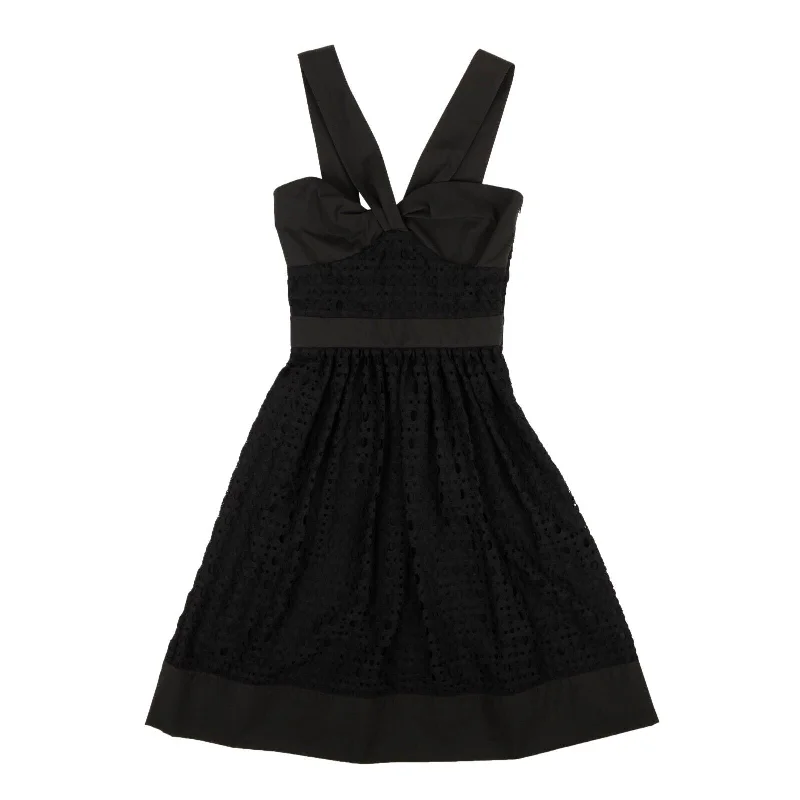 NWT BOUTIQUE MOSCHINO Black Sweetheart Lace V-Strap Dress Lace Bodycon Dress